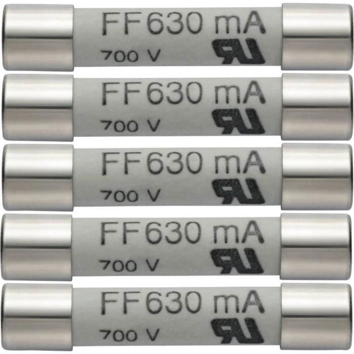 Lot de 5 fusibles de rechange pour multimètre 630 mA - 600 V testo 0590 0007