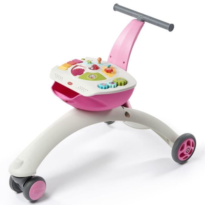 TINY LOVE Tiny Rider 5 en 1, Trotteur et Porteur, Chariot de Marche, Rose