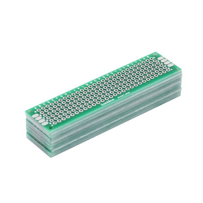 20 Plaques Circuit Imprimé Double Face 2x8 Cm FR-4 - Pour DIY, Soudure, Pas 2.54mm, Neuf