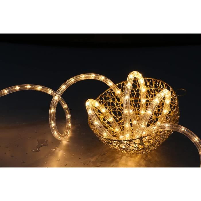 Tube Lumineux LED Souple 7,5 M - 250 LED Blanc Chaud - IP44 Pour Intérieur Et Extérieur - Animations Réglables