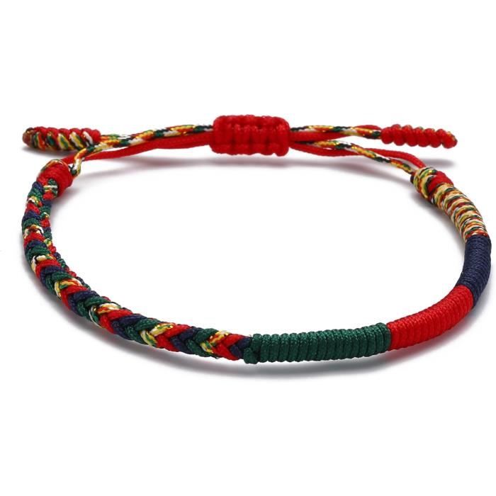 Bracelet D'amitié Réglable En Coton Torsadé Rouge Et Bordeaux - Unisexe - Neuf