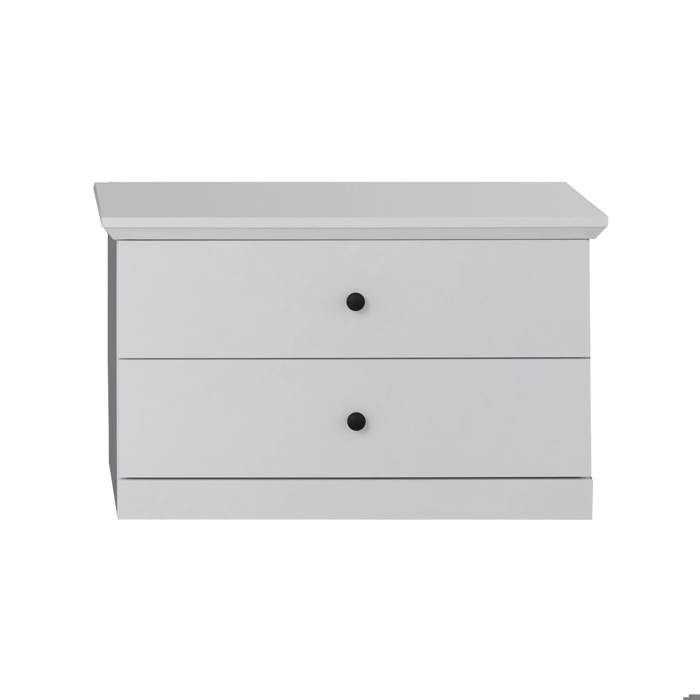 BRANDSTONE BAXTER - Meuble chambre. Commode 2 tiroirs mélaminé blanc. L - H - P : 81 49 41 cm. BRANDSTONE BAXTER - Meuble chambre. Commode 2 tiroirs mélaminé blanc. L - H - P : 81 49 41 cm.