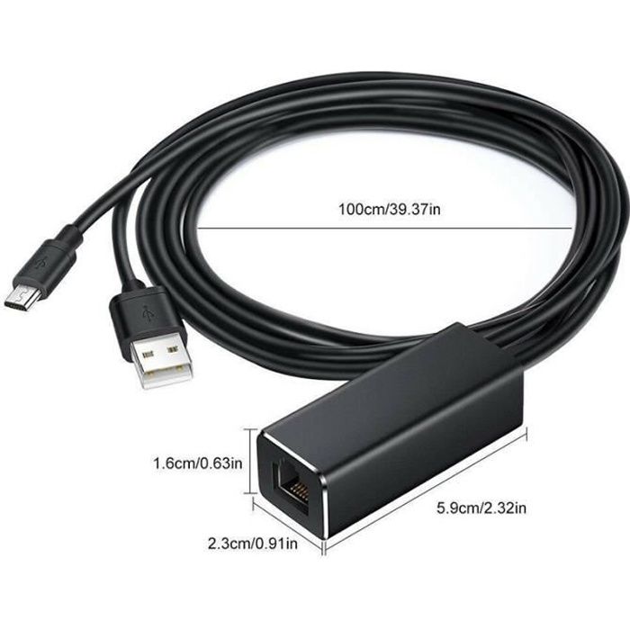 Adaptateur Ethernet pour Fire TV et Fire TV Stick Chromecast Micro USB ...