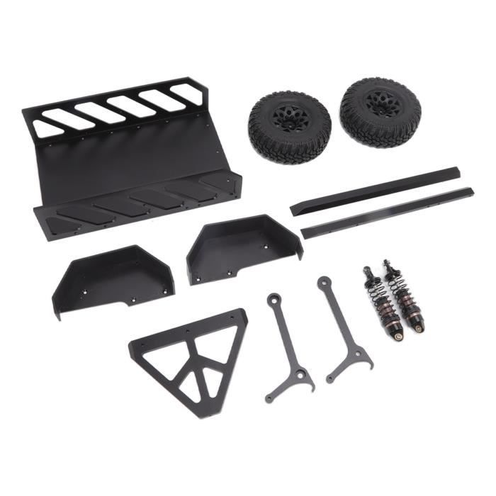 Remorque Métal 1/10 Pour RC Crawler – Axial SCX10 & D90 – 4 Pneus Inclus