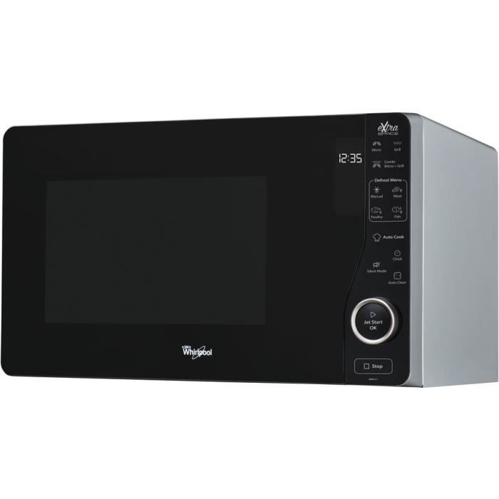 Micro-ondes combiné Whirlpool MWF 427 SL - 25 L - 800 W - Cuisson vapeur - Boutons/Toucher - Noir/Argent