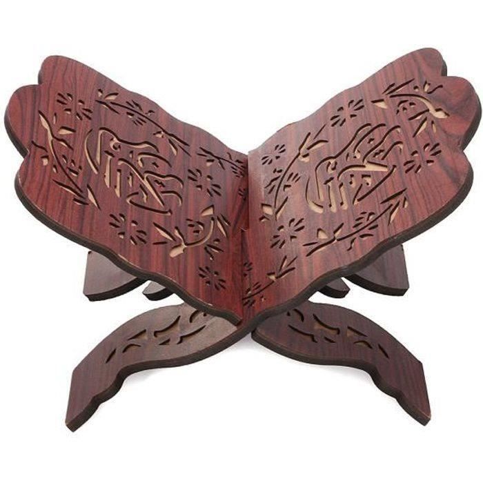 Serre-Livres Coran En Bois Allah Ramadan - Support Livre Musulman Décoratif Amovible, Blanc 20x29 Cm, Artisanat Unique