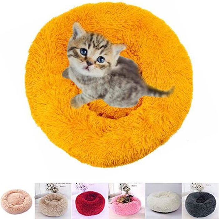 Meilleurs prix pour Panier Rond pour Chien et Chat en Peluche Douce - Coussin Chien/Chat pour Dormir en Hiver - Doré -50cm