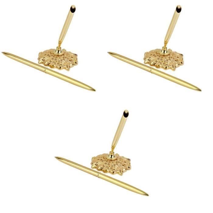 HingoFuni Stylo De Signature En Forme De Nœud Doré Et Support