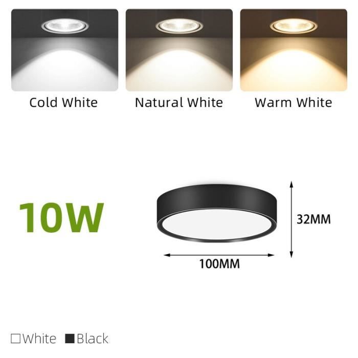 SPOTS,Round 10W-Natural white-Black--Led Downlight 220v 6 Pcs-Lot ...