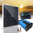Kit Panneau Solaire 100W avec Onduleur 1000W | Contrôleur de charge 100A,Kit Complet système d'alimentation Domestique-1