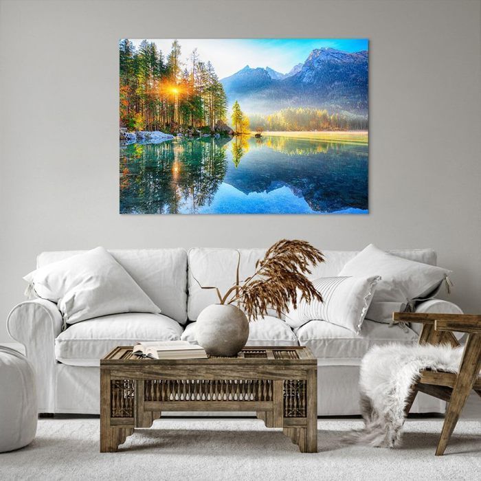 Impression Sur Toile ARTTOR 70x50cm - Forêt Et Ruisseau - Décoration Murale Nature