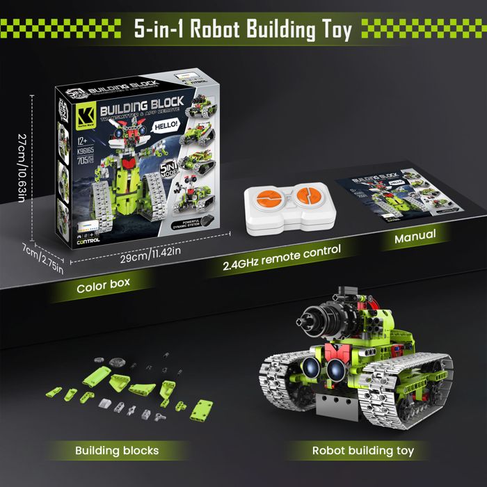 Robot Programmable Enfant 5 En 1 - Kit Construction 435 Pièces, Appli Et Télécommande, Cadeau STEM 8-12 Ans
