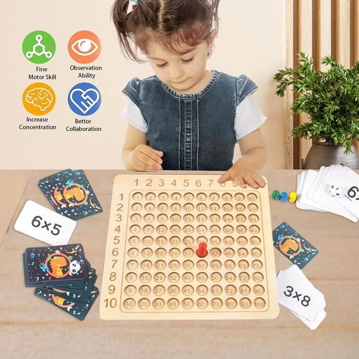 TABLEAU DE MULTIPLICATION en bois Table Montessori Jeu de société EUR 17,88 - FR