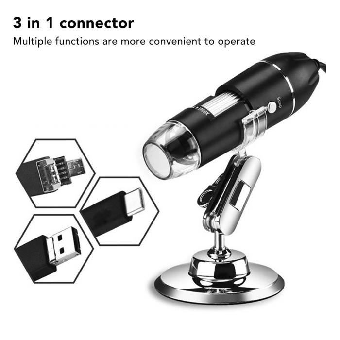 Microscope numérique portable - FDIT - Grossissement 50X à 1600X - 8 LED -  USB Type C Micro USB 3 en 1 - Cdiscount Appareil Photo