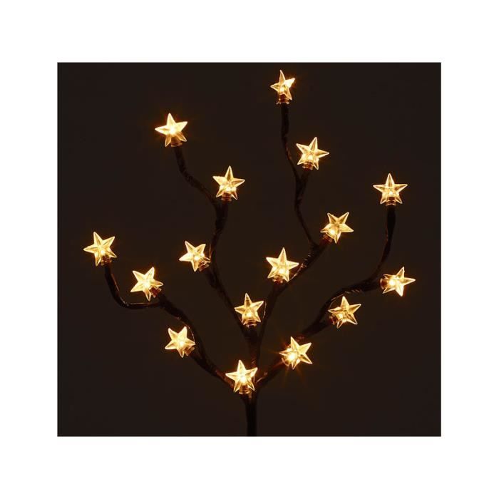 Fausse branche souple avec 16 LED étoiles