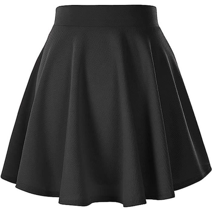 Jupe Plissee Patineuse Femme Retro Noir Elasthanne Confortable Polyvalent Noir Cdiscount Pret a Porter
