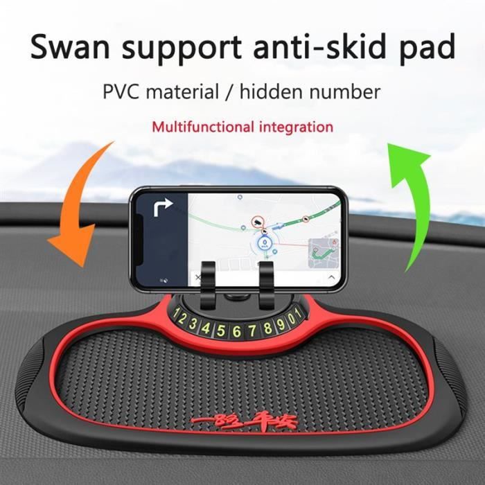 Support de téléphone portable pour voiture (4 en 1), tapis antidérapant  pour téléphone portable avec support rotatif à 360 °, tapis de bord  multifonction antidérapant pour tableau de bord de voiture 