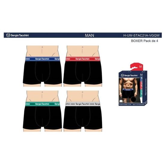 Lot De 4 Boxers Sergio Tacchini - Coton/élasthanne Taille M - Neuf Avec étiquettes - Homme