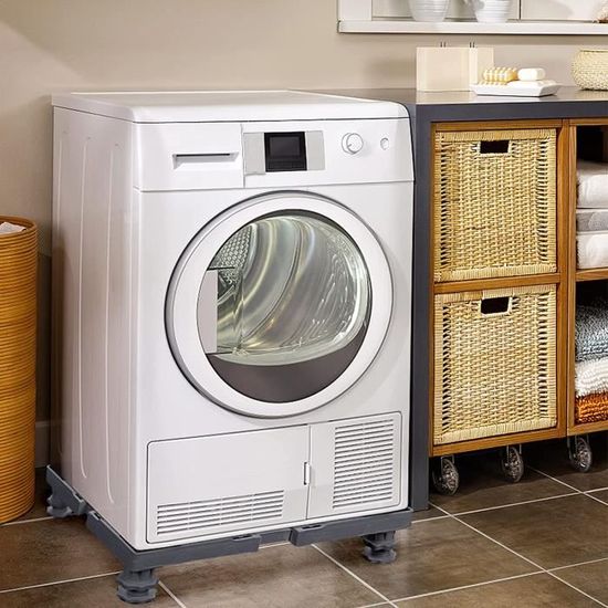 Support Réglable Pour Machine à Laver/sèche-linge - Hauteur 18-21 Cm, Largeur 40-60 Cm, 4 Pieds Acier