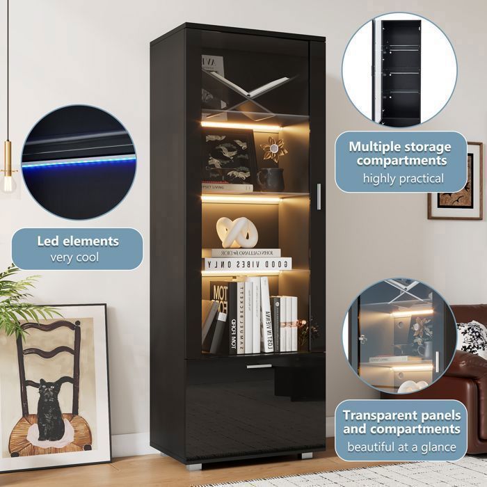 Vitrine Collection En Acrylique – 15x30x50 Cm, Socle Noir – Protection Anti-poussière Pour Figurines, Bijoux, Modèles – Avec Guirlande Lumineuse