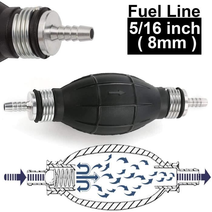 Pompe à carburant de 6 mm, 8 mm, 10 mm, poire d’amorçage compatible avec  tous les carburants de voiture, bateau, moteurs hors-bord