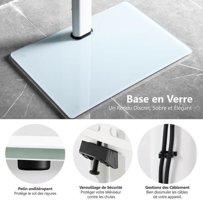 Support TV Mobile LAFLAURENT 32-65 Pouces | Hauteur Réglable | Roulettes | VESA 600x400 | 50kg | Noir