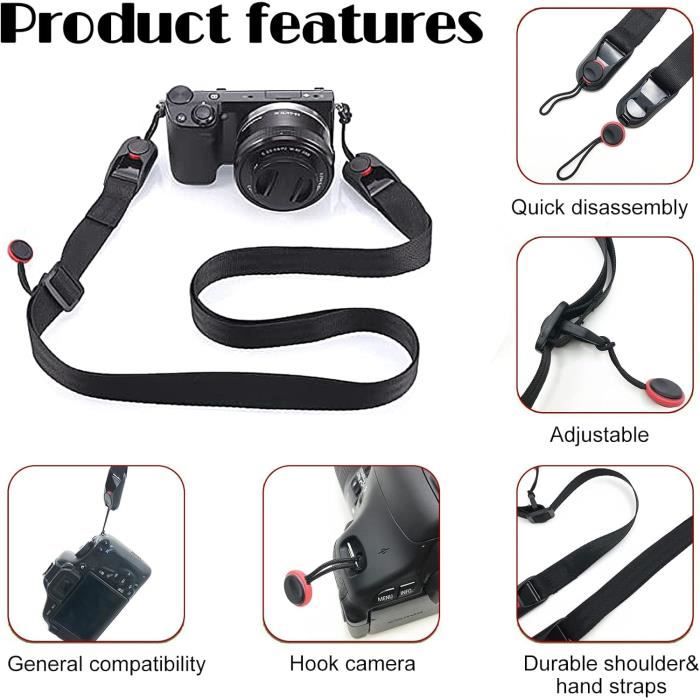 Sangle Appareil Photo K&F Concept Nylon - 32mm - Système De Sécurité - Ajustable 100-155cm - Pour DSLR