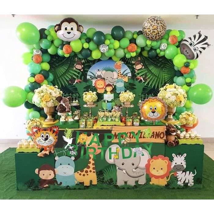 Jungle Decoration Anniversaire Garcon Safari Deco Anniversaire Bannière  Joyeux Anniversaire Animaux Safari Jungle Ballons pour Garçon Anniversaire  Bébé Douche Décor Réutilisable : : Loisirs créatifs