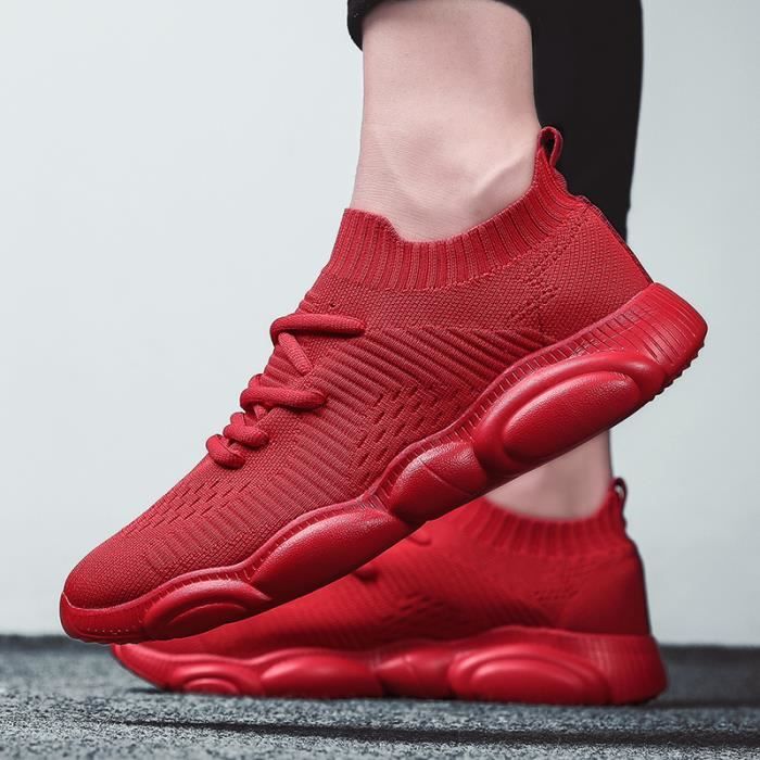 BASKET Homme Baskets respirantes tissees a la mode decontractees et legeres rouge MR Rouge Cdiscount Chaussures