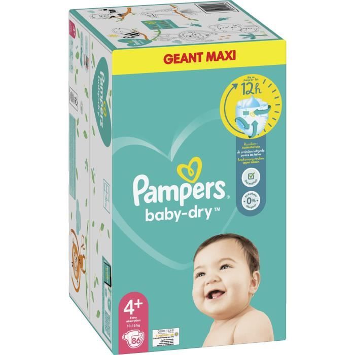 PAMPERS - COUCHES BABY DRY Taille 4 - 8-16kg Paquet de 45