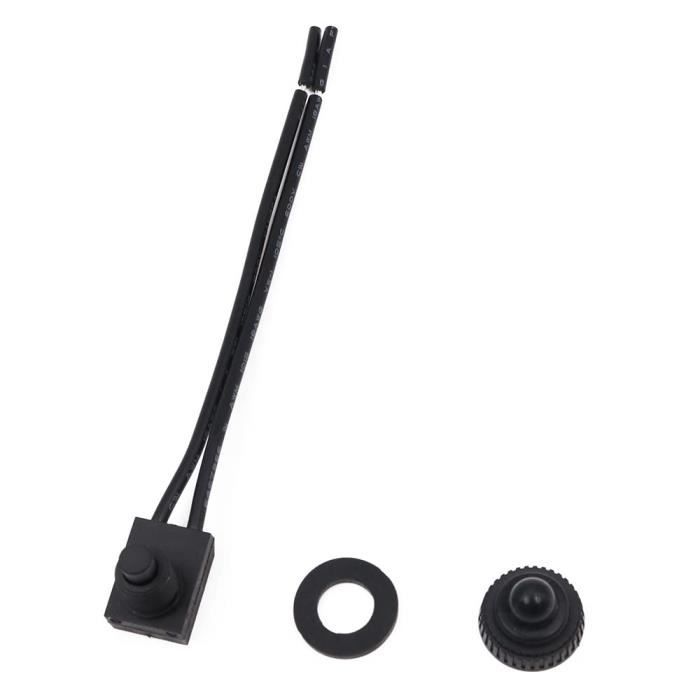 Interrupteur Bouton-poussoir étanche 12V Avec Câble - Auto-verrouillage - 6A/250V - Pour Bateau, Camping-car...