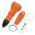 TEMPSA - Outil de rivetage électrique - Couleur orange - Taille de buse 2,4mm, 3,2mm, 4,0mm, 4,8mm-3