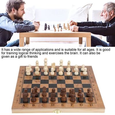 Jeu D’échecs 3 En 1 En Bois Pliable – Plateau Réversible Pour Dames, Rangement Intégré – Idéal Pour Voyage, Maison Ou école