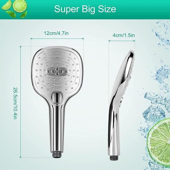 Douchettes Chrome Pommeau de Douche Massage Spray Douchette 3 Modes