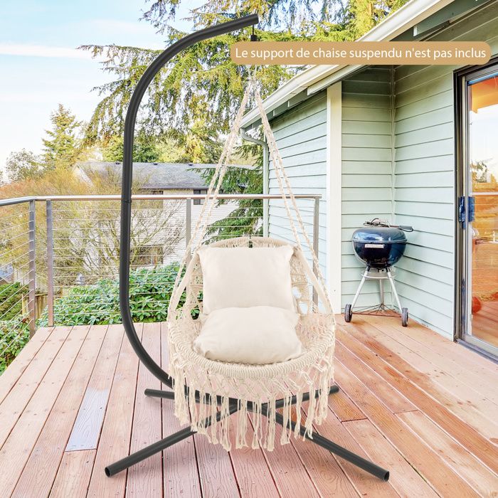 Balançoire Suspendue Avec 2 Coussins - Pour Intérieur Ou Jardin - Supporte 140 Kg - Style Bohème