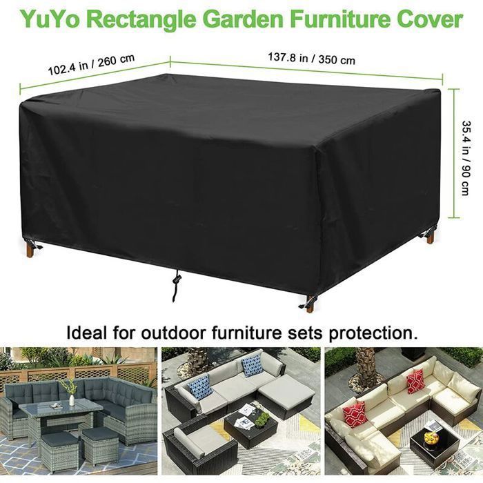 JPudinor Housse Table De Jardin 213 X 103 X 74cm, Housse De Protection Bâche Résistante Aux Intempéries Et Aux Déchirures 420D Oxford Pour Mobilier Salon De Jardin