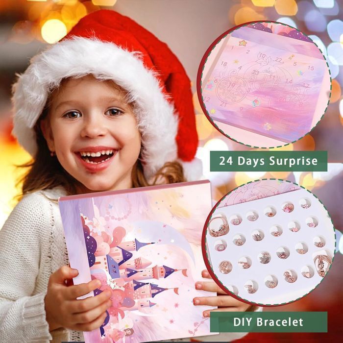 Calendrier De L'Avent 2025 Bijoux DIY Charms - Kit Création Bracelet Pour Fille Enfant Ado Femme