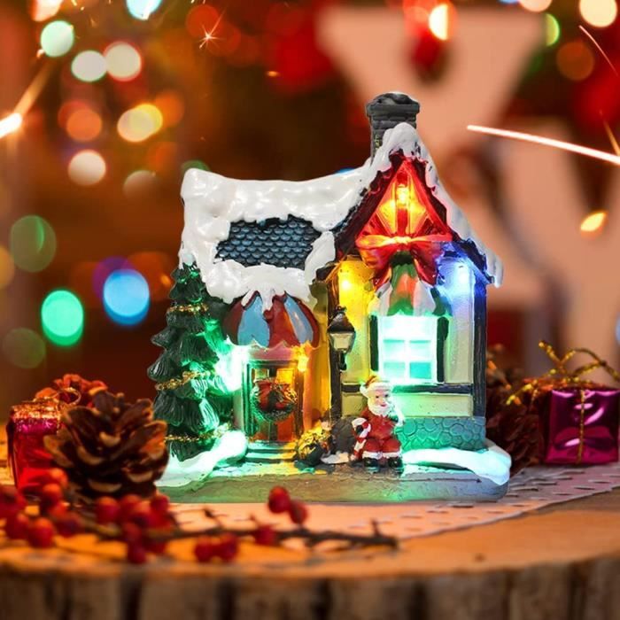 Décoration village de Noël miniature lumineux