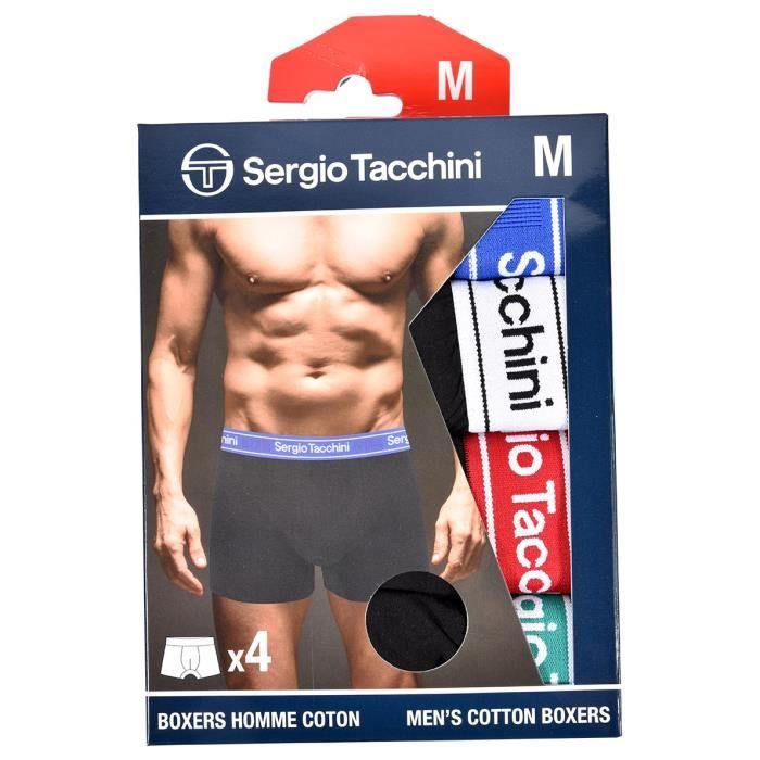 Lot De 3 Boxers Sergio Tacchini - Coton - Taille L - Rayé Noir - Neuf Avec étiquettes