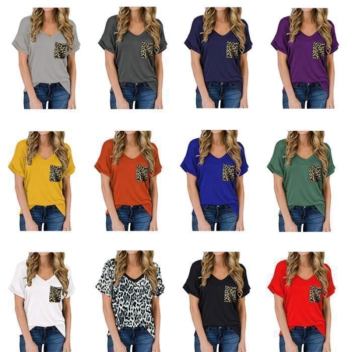 Chemisier Femme Manche 3/4 Col Rond Hauts Été Grande Taille Couleur Unie Tendance Imprimé Floral T Shirt Décontracté Pullover Printemps Eté Coupe Ample Tops Pas Cher Casual Manches Trois-Quarts