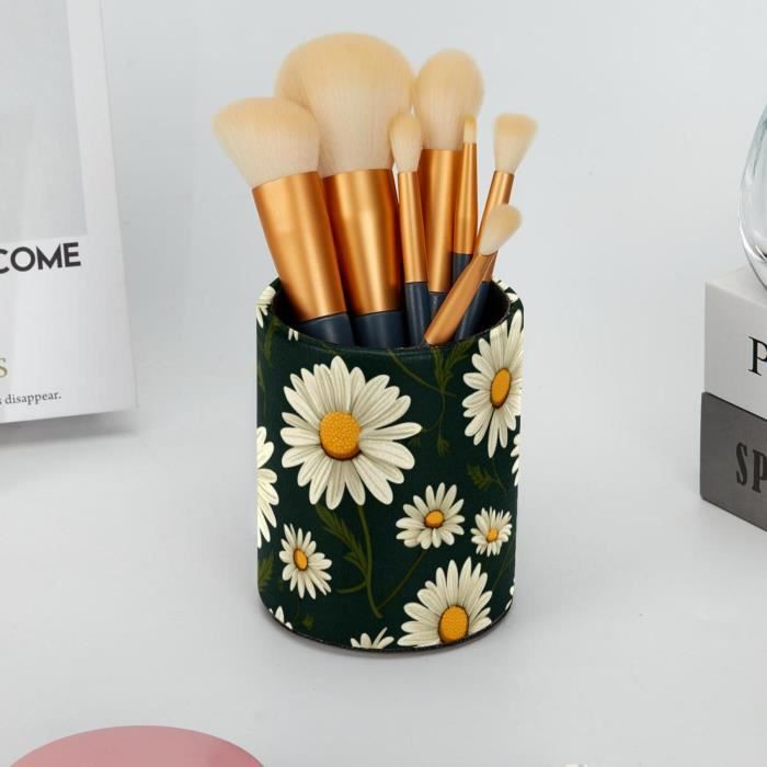 Organisateur Bureau Bois Élégant – Pot à Crayons Vintage Multifonction Pour Maquillage, Pinceaux Et Papeterie, Style Naturel Chic
