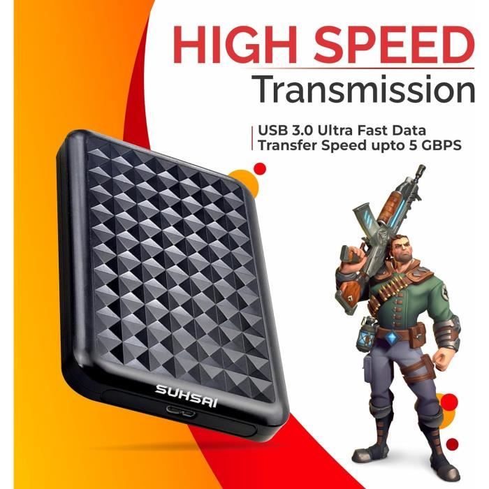 Disque Dur Externe SUYING 2 To USB 3.0 - Portable, Compatible PC, Mac, PS4, Xbox, Smart TV (couleur Verte)