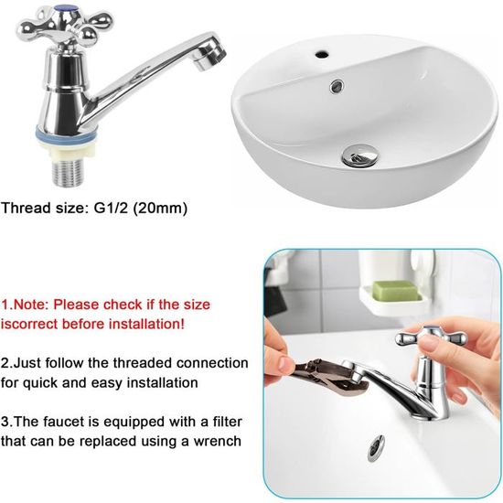 Robinet Rotatif Mural Chromé - Bec Pivotant Commande Unique - Alliage Zinc - 30cm - Cuisine Ou Salle De Bain - 2