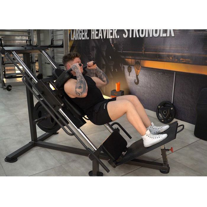 Machine Squat/presse Jambes ION Fitness – Compatible Disques Olympiques, 200 Kg, Structure Inox