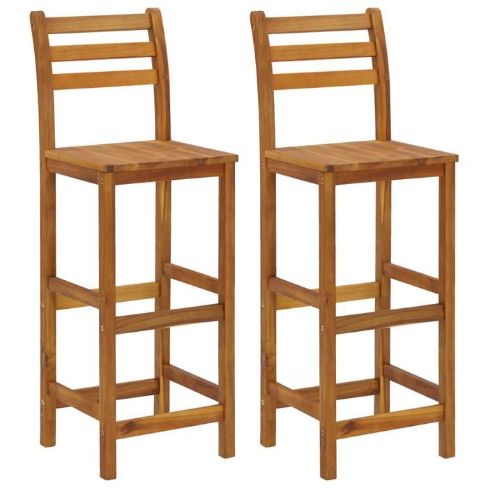 Ensemble Bar Balcon 3 Pièces VidaXL - Table Et 2 Tabourets Bistrot - Bois Acacia Massif - Meuble Terrasse Extérieur