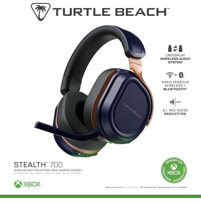 Casque gaming sans fil Turtle Beach Stealth™ 700X (Gen3) Cobalt Xbox,  PS5, PS4, PC, mobile, 60mm, Bluetooth, 80h