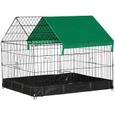 Cage parc enclos rongeurs dim. 90L x 75l x 75H cm - bâche de sol/toit imperméable, porte, trappe - acier oxford noir vert-0