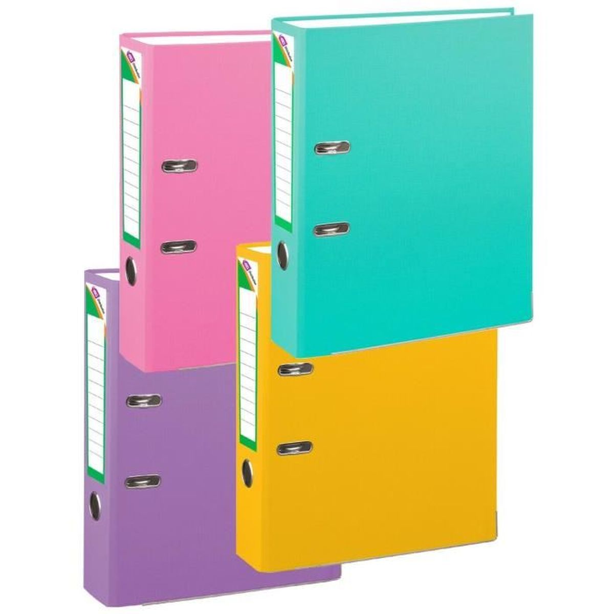 Lot de 4 Classeurs Leviers Robuste – Rose Violet Cyan Orange – 32 cm A4 ...