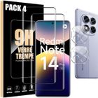 E.F.CONNECTION 2 Verres Trempés Ecran et 2 Vitres Objectif Arrière pour Xiaomi Redmi Note 14 Pro 5G (pas pour 4G) Antichoc