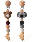 AVEKI Lot de 2 attache-tétines pour bébés – Attache-tétine universelle au design animal mignon pour garçons et filles, cadeau de naissa,a